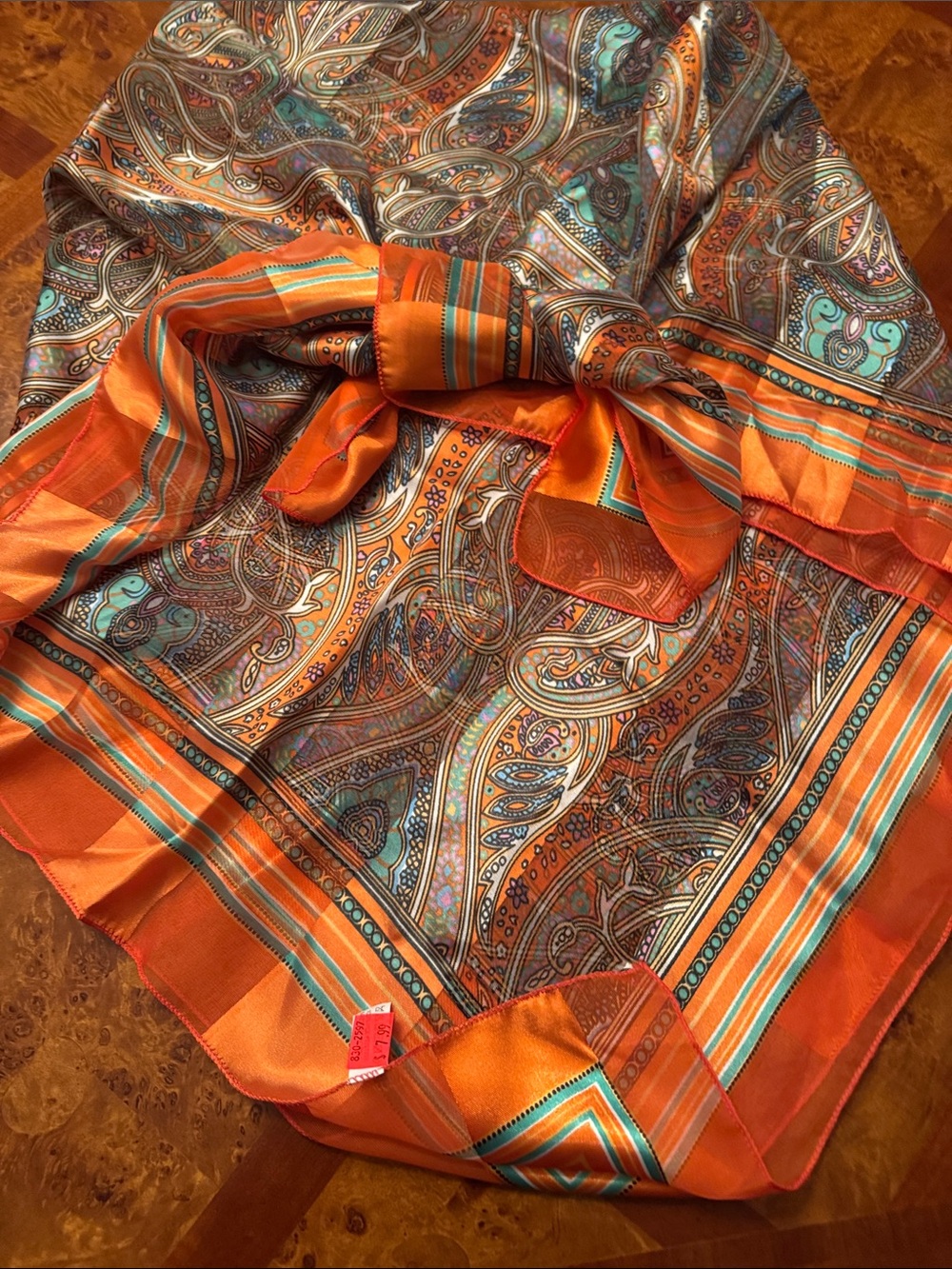 Orange Paisley Silk Scarf - Women Accessories